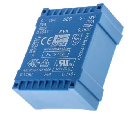 TRANSFO PRIM 2 x 115 OUT 2 x 18VAC PUISSANCE 6 VA