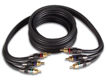   CABLE VIDEO RCA HAUTE QUALITE 1.5m, 2 x 3 CONTACTS RCA DORES, REPERAGE JBR, METALLIQUE, NOIR
