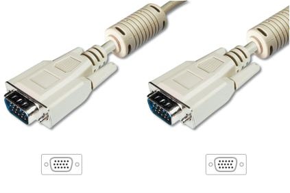 GA Monitor connection cable, HD15, M/M, 1.8m, 3Coax/7C, 2xferrite, UL,