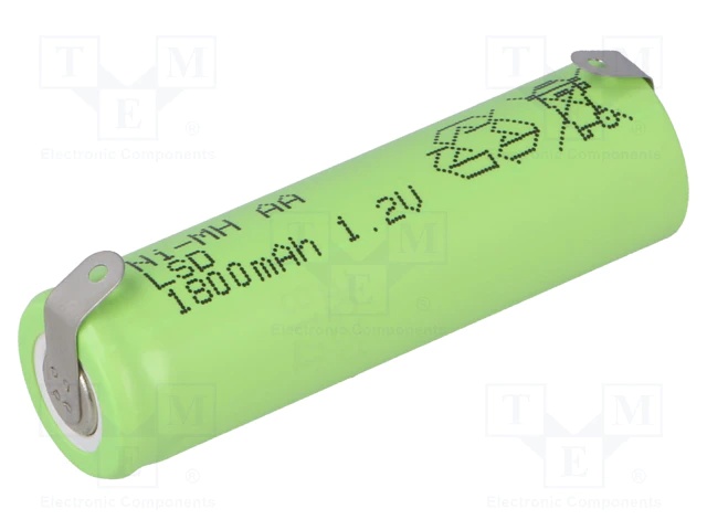 Batt: Ni-MH; AA; 1,2V; 1800mAh; lamelles à souder; Ø14,2x50mm