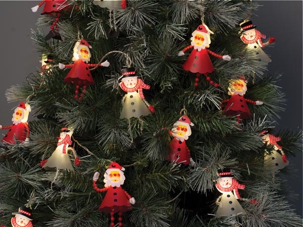 Ornalight LED - 10 m - 20 LED - bonhomme de neige et père Noël - blanc chaud - câble transparent - 24 V