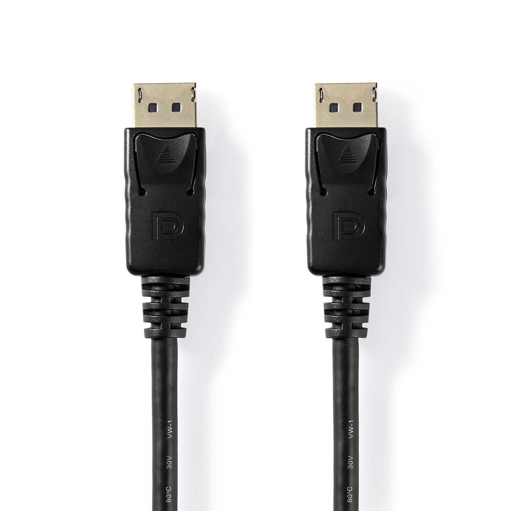 Câble Display Port, DisplayPort Mâle, DisplayPort Mâle, Plaqué nickel, 2.00 m, Rond, PVC, Label