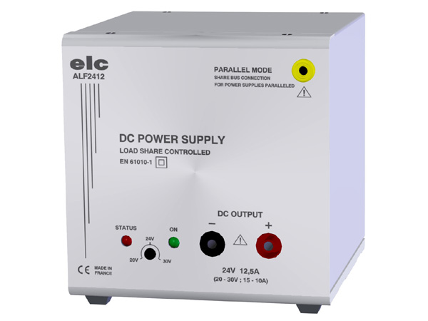 Alimentation stabilisée de laboratoire 24V 12A5 ajustable 20 à 30V. Bouton marche / arrêt. Cordon secteur amovible sortie fiches bananes