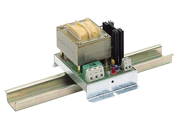 Alimentation linéaire stabilisée 24V 0,8A - primaire 400V ; montage sur rail DIN de série. Capot en option CP910A