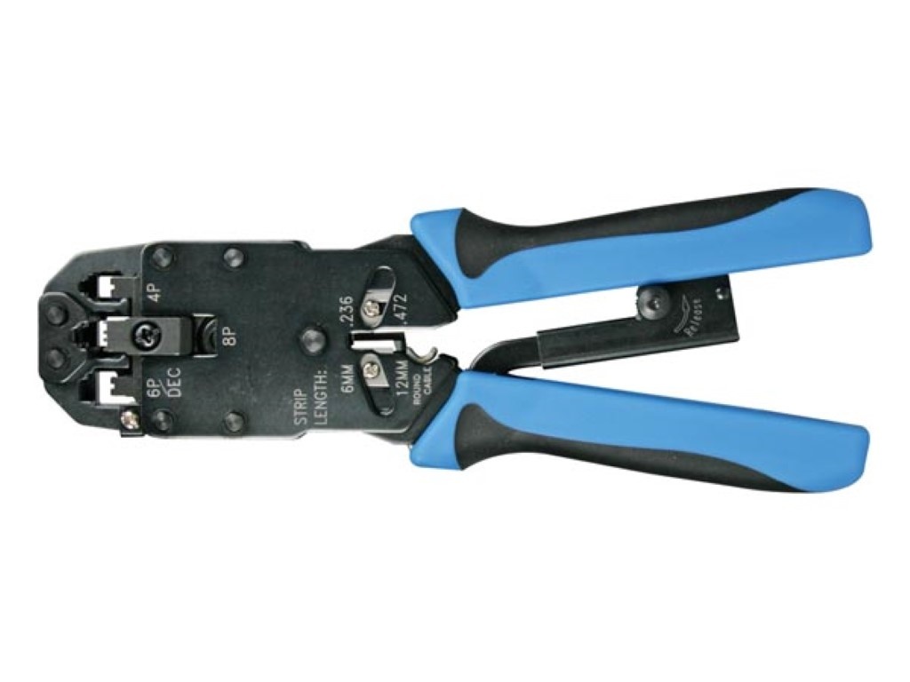 PINCE A SERTIR PROFESSIONNELLE POUR CONNECTEURS MODULAIRES 4P4C (RJ10), 6P4C (RJ11), 8P8C (RJ45), DEC
