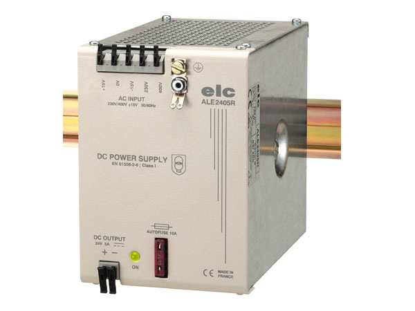ALIM REDRESSEE FILTREE 24V 5A - PRIM 230-400V FIXATION DIN 120W