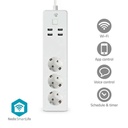 Multiprise SmartLife | Wi-Fi | 3x Prise de terre femelle (CEE 7/3) / 4 x USB | 16 A | 3680 W | 1.80 m | -10 - 40 °C | Android /