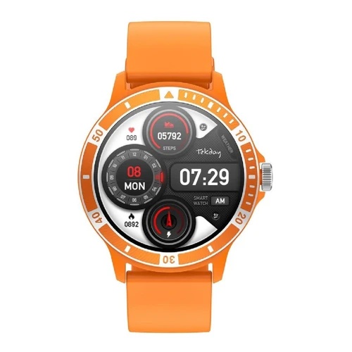 Montre TEKDAY connectée sport bracelet orange moyen cadran noir