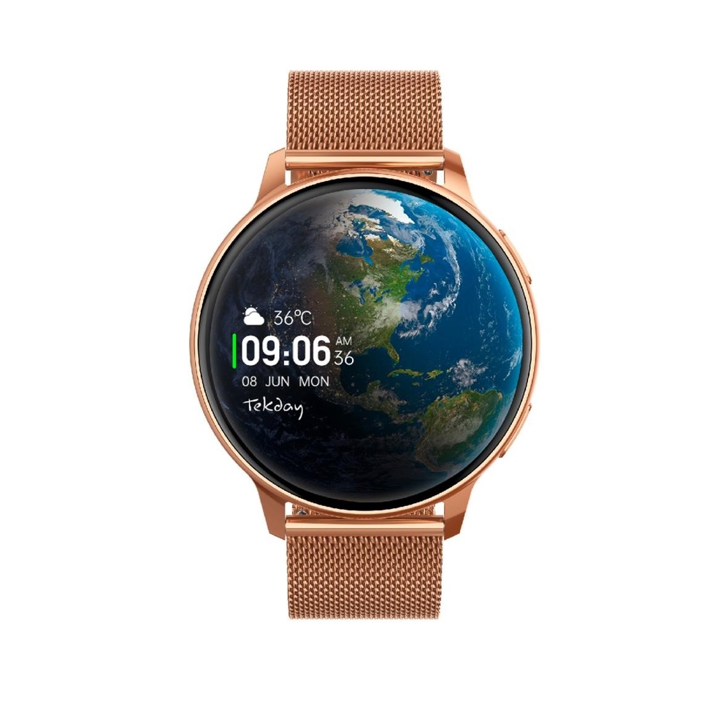 Montre TEKDAY connectée classic milanais bracelet doré rose cadran noir