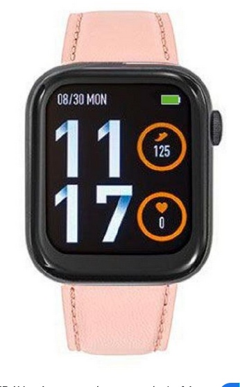 Montre TEKDAY connectée cuir pomme bracelet rose clair cadran noir