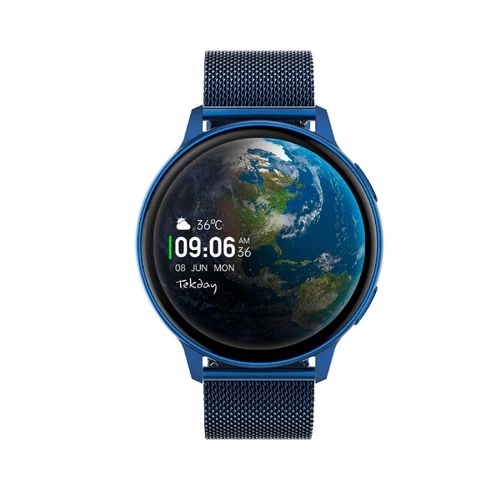 Montre TEKDAY connectée classic milanais bracelet bleu foncé cadran noir