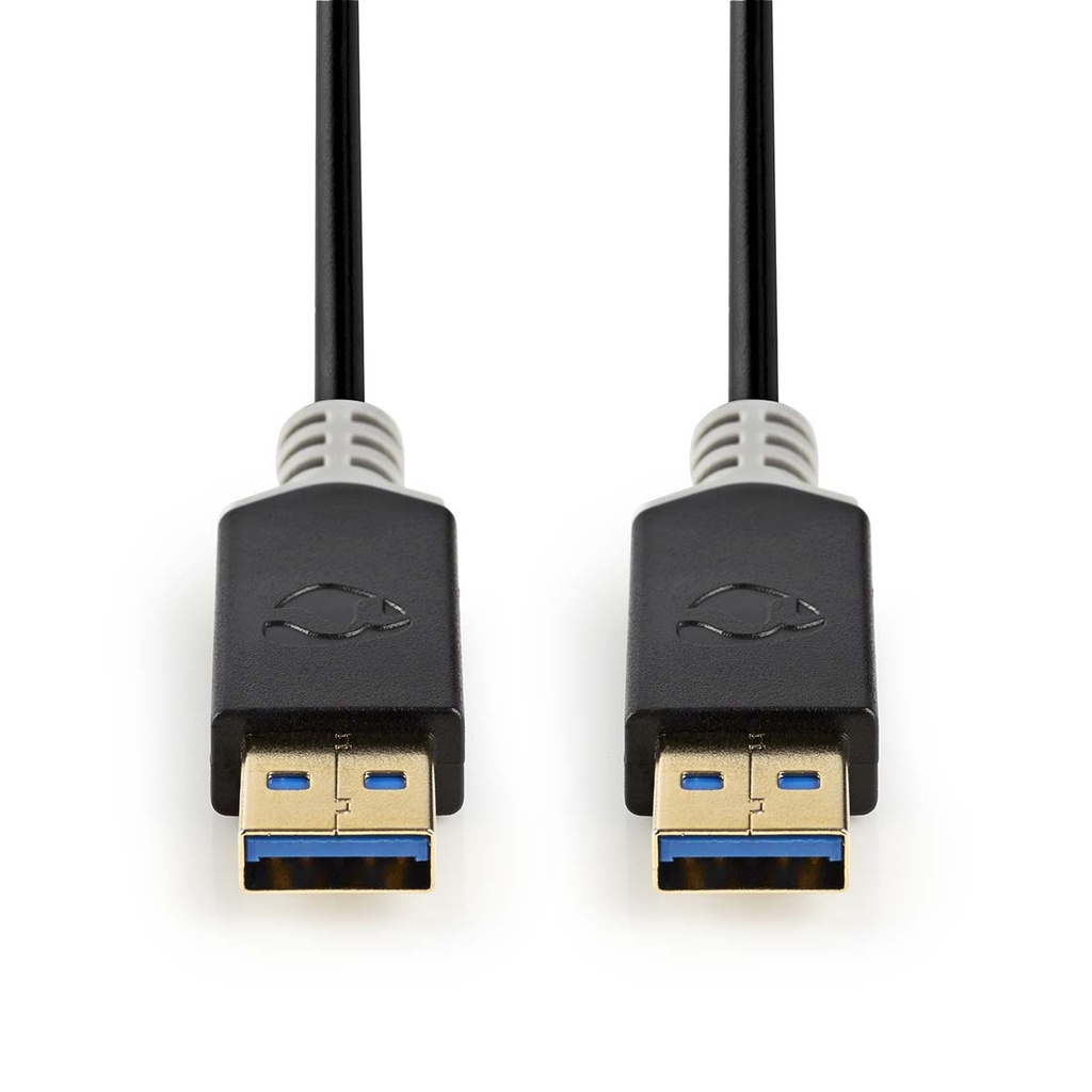 Câble USB | USB 3.2 Gen 1 | USB-A Mâle | USB-A Mâle | 5 Gbps | Plaqué or | 2.00 m | Rond | PVC | Anthracite | Boîte