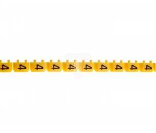 Repère CAB 3 pour filerie 0,5mm² à 1,5mm² et blocs de jonction Viking 3 avec chiffre 4 sur fond jaune