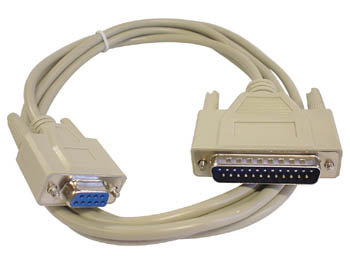 CORDON DE LIAISON MODEM SUBD9 FEMELLE - SUBD25 MALE / 2m