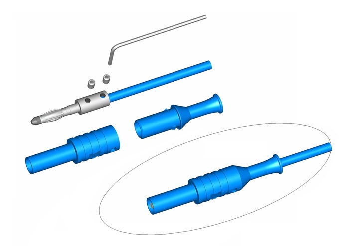 fiche mâle sécu d4 + fourreau fixe blanche
