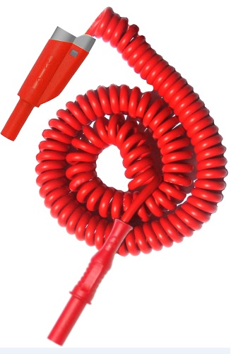 ***OBS***cordon spiralé 1.5m noir bannane 4mm rouge