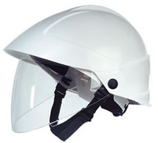 Casque blanc d'électricien écran facial intégré. Certifié : casque de protection pr l'industrie EN397, casque électriquement iso