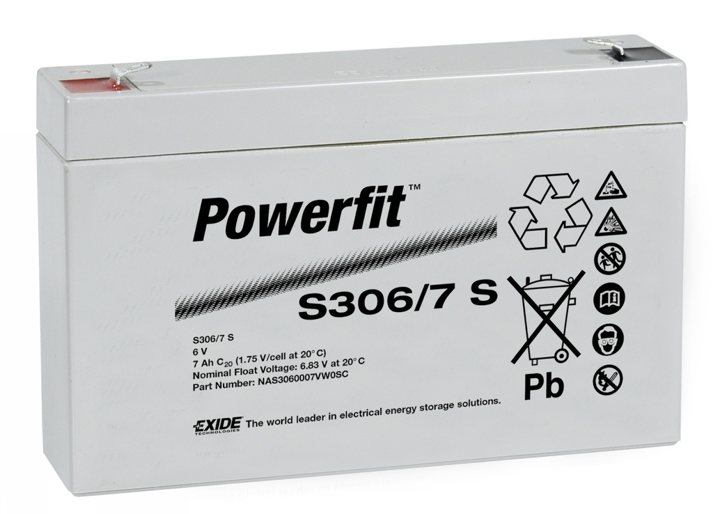 Batterie série POWERFIT 6V 7.5AH (C20) 151x34x100 mm