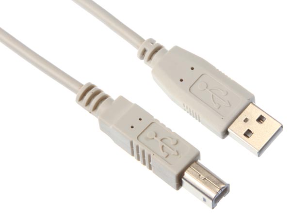 Câble; USB 2.0; USB A prise,USB B prise; nickelé; 1,8m; gris