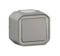 Interrupteur ou va-et-vient étanche Plexo 10AX 250V~ IP55 IK08 livré complet avec boîtier à embouts pour fixation en saillie - gris