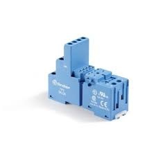 Support 10A 250V, température ambiante -40° à 70°C, pour série 5532, de couleur bleue, étrier métallique, bornes à vis, montage sur panneau ou rail 35mm