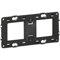Support universel Batibox bi-matière (métal et plastique) pour 2 postes ou 4 modules à 5 modules pour fixation à vis d'appareillage Céliane, Mosaic et Soliroc - livré avec coque de protection