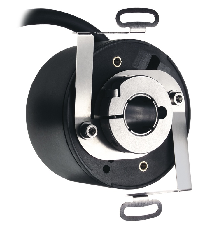 Codeur incrémental, boîtier polyamide Ø58 mm à axe creux traversant, alésage Ø12 mm, IP54, bague de serrage, résolution 1000 imp