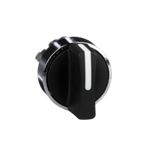 Harmony XB4 - tête de bouton tournant - à manette - noir - Ø22 - collerette dépassante - métal noir - 3 positions - rappel de gauche au centre - fixation Ø22