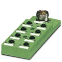 Répartiteur pour capteurs/actionneurs, avec LED, avec raccord enfichable M23 et prises simples