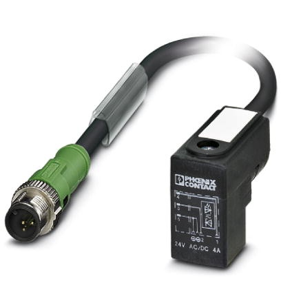 Câble pour capteurs/actionneurs, 3 pôles, PUR exempt d'halogène noir, connecteur mâle droit M12-SPEEDCONNEC pour électrovannes d