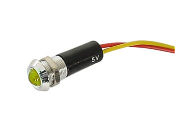 VOYANT LED JAUNE 12V - BOITIER CHROME