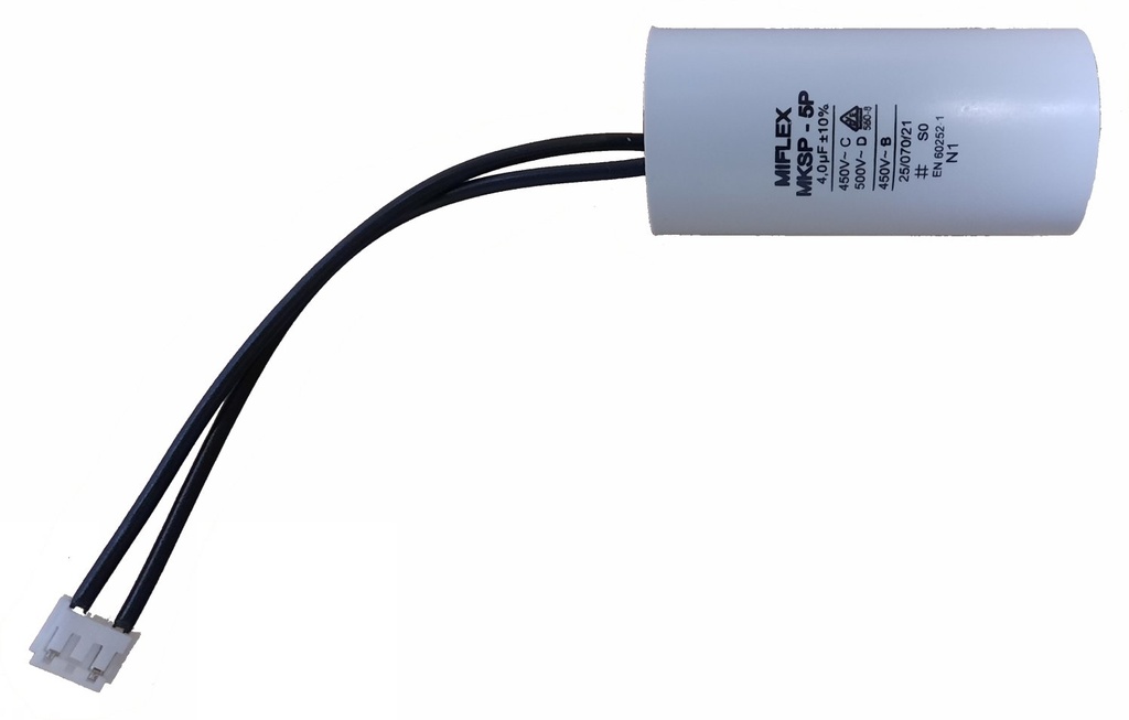 PE400 VOLET BUBENDORFF CONDENSATEUR MOTEUR VOLET BUBENDORFF   4µF - 450V -  Ø25x51mm + CONNEC. JST