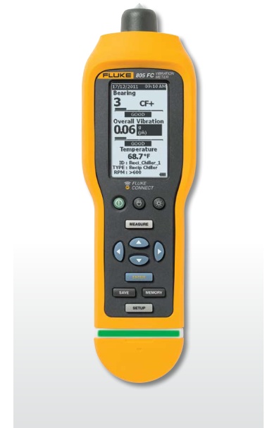 Testeur de vibrations Fluke-805. Mesure de l'usure des roulements, la vibration globale et la température. Compatible Fluke Connect.
