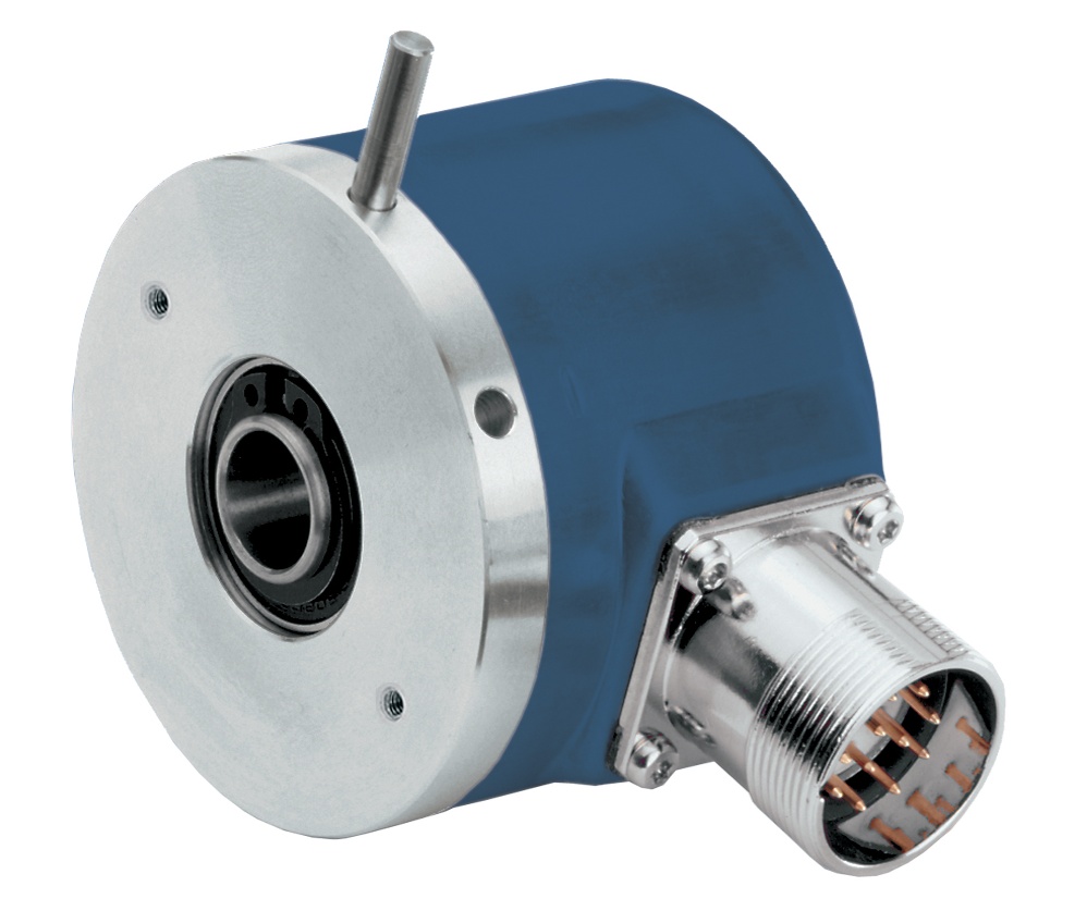 Codeur incrémental, Ø58 mm à axe creux traversant, alésage Ø12 mm, IP54, pige 9,5 mm, résolution 100 imp/tour, étage de sortie u