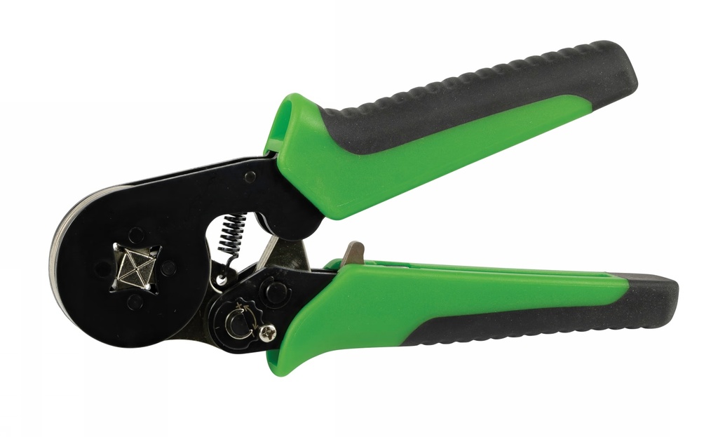 Pince à sertir à cliquet automatique pour embouts de câblage, capacité 0,2 à 10 mm2. 4 mors, sertissage carré, manches bimatière.