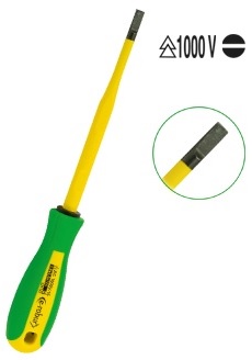 Tournevis plat trimatière, isolant affleurant, plat 6.5 x 150 mm