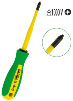 Tournevis trimatière, isolant affleurant, PZ 1 x 80 mm