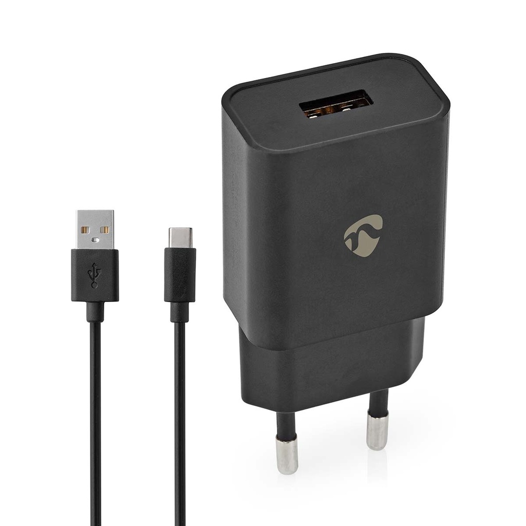 Chargeur mural | 12 W | Fonction de charge rapide | 1x 2.4 A A | Nombre de sorties: 1 | USB-A | USB Type-C (Loose) Câble | 1.00