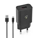 Chargeur mural | 12 W | 1x 2.4 A A | Nombre de sorties: 1 | USB-A | USB Type-C (Loose) Câble | 1.00 m | Single Voltage Output | Noir