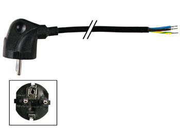 EPC030R075 CÂBLE D'ALIMENTATION NOIR CEE 7/7 90 + EXTRÉMITÉS L=3 m H05VV-F 3G0.75 mm²