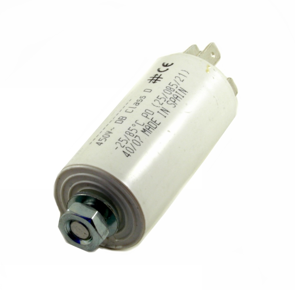 CONDENSATEUR PERMANENT 3µF 400/450V SORTIE COSSES 6.3  Ø25x57MM