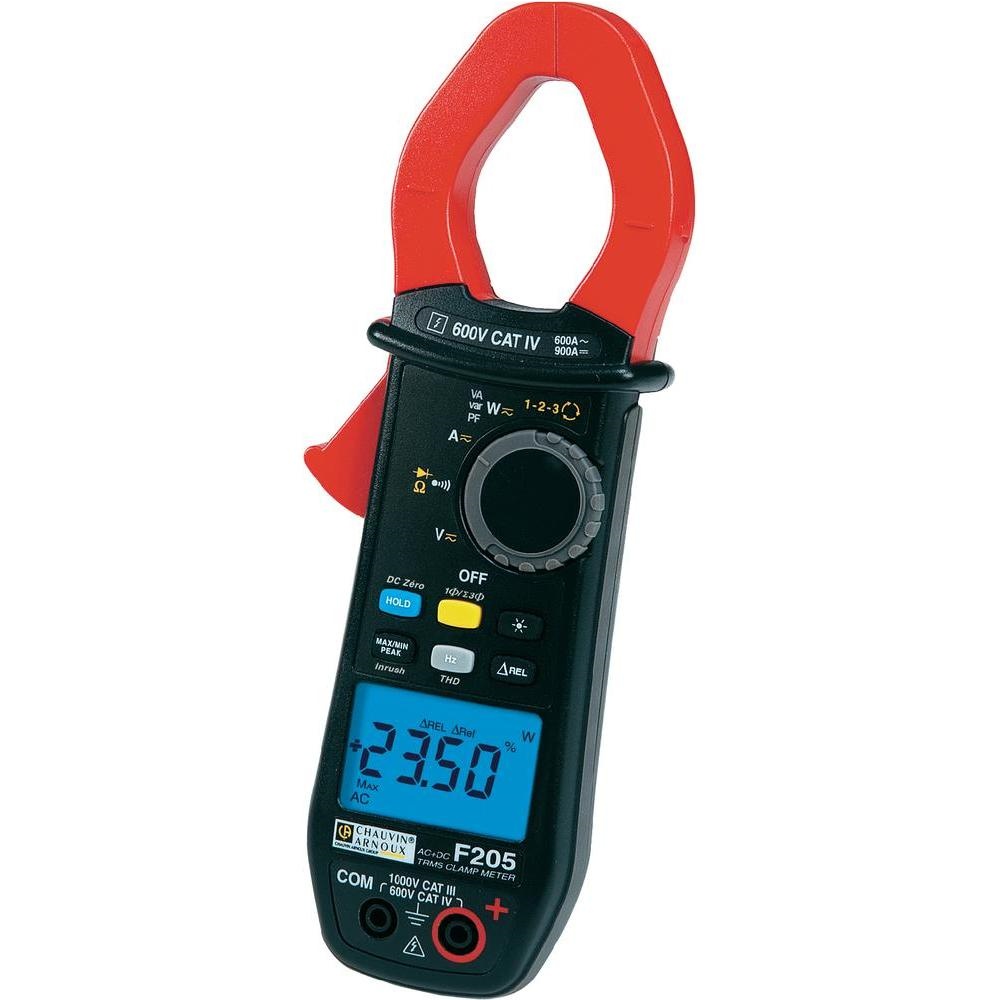 Pince multimètre TRMS AC+DC. 600A AC/900A DC. 1000V AC/DC. W, VA, var, PF, THD. Rotation de phases. Résistance, continuité, fréq