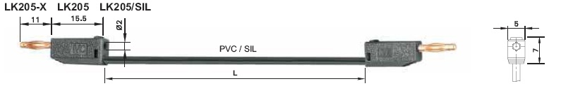 Cordon de liaison 2 mm 15 cm noir