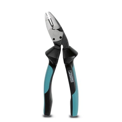 Pince coupante diagonale d'électricien, forme coudée, avec zone de dénudage et de sertissage, taille : 180 mm