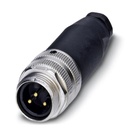 "Connecteur pour capteurs/actionneurs, connecteur mâle, droit, 3 pôles, 7/8"", raccordement vissé, molette métallique, presse-ét