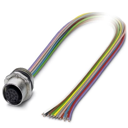 Connecteur femelle encastrable pour capteurs/actionneurs, 12 pôles, SPEEDCONNEC M12, montage vissé/sur face avant, filetage M16,