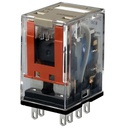 Relais miniature, indicateur DEL, bouton de test, 24 Vc.a., 2 inverseurs, 10 A, 