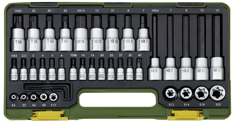 Coffret spécial pour vis TX et vis à 6 pans creux 1/4" + 1/2" (42 pièces)