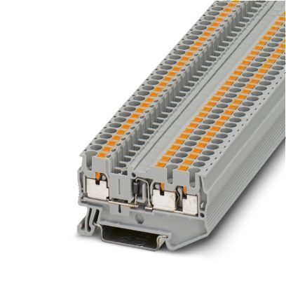 Bloc de jonction gris à technologie à ressort Push-In - sections nominales : 4mm² rigide ou souple sans embout / 2,5mm² avec emb