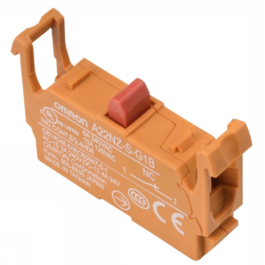 Bouton poussoir A22NZ, Contact Block SPST-NF (orange)